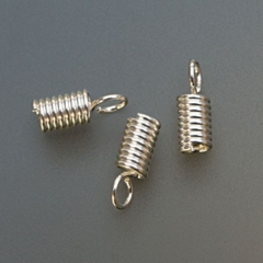 Silver Plated Spring Cord End Cord Fasteners, 4 Millimeter, Pack of 144||BDS-324.06