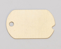 Brass Dog Tag with Hole, 24 Gauge, 1-1/4 by 3/4 Inch, Pack of 6||MET-450.08