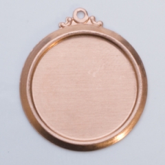 Copper Framed Circle with Ring, 24 Gauge, 22 Millimeter, Pack of 144||MET-500.65G