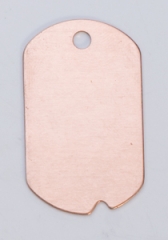 Copper Dog Tag with Hole, 24 Gauge, 1-1/4 by 3/4 Inch, Pack of 6||MET-550.08