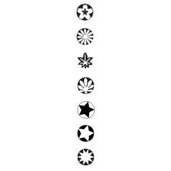 Mini Round Premium Block Stamp, Stars and Flowers, Set of 7||STM-760.90