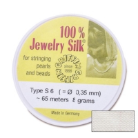 100% Jewelry Silk Beading Thread, White, Size 2||BDC-331.02