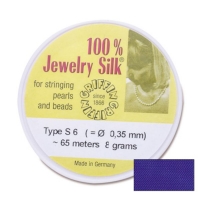 100% Jewelry Silk Beading Thread, Dark Blue, Size 6||BDC-340.06