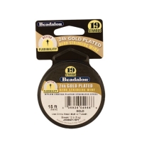 Beadalon 19 Strand Plated Bead Stringing Wire, Gold Plated, .015 Inch, 15 Feet||BDC-752.15
