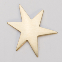 Brass Funky Star, 24 Gauge, 1-1/8 Inch, Pack of 6||MET-450.04