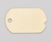 Brass Dog Tag with Hole, 24 Gauge, 1-1/4 by 3/4 Inch, Pack of 6||MET-450.08