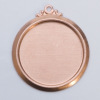 Copper Framed Circle with Ring, 24 Gauge, 22 Millimeter, Pack of 144||MET-500.65G