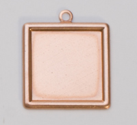 Copper Square with Ring, 24 Gauge, 20 Millimeters, Pack of 6||MET-510.15