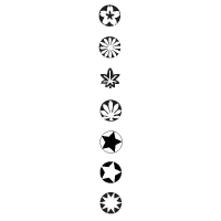 Mini Round Premium Block Stamp, Stars and Flowers, Set of 7||STM-760.90